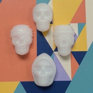 Glitter White Skull Magnets